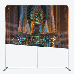 Aperturee - Aperturee Xmas Trees Gold Wall Fireplace Pillow Case Backdrop