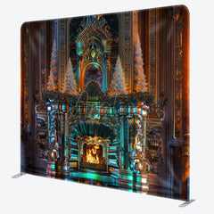 Aperturee - Aperturee Xmas Trees Gold Wall Fireplace Pillow Case Backdrop