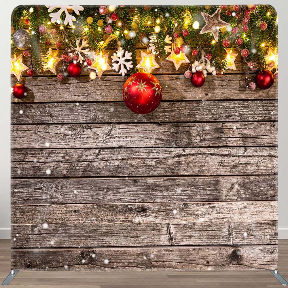 Aperturee - Aperturee Xmas Wood Glitter Snowflake Double-Sided Square Backdrop