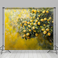 Aperturee - Aperturee Yellow Abstract Painted Lemons Fine Art Photo Backdrop