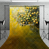 Aperturee - Aperturee Yellow Abstract Painted Lemons Fine Art Sweep Backdrop