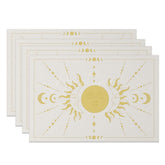 Aperturee - Aperturee Yellow Artistic Face Sun Moon Set Of 4 Placemats