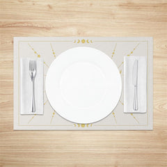 Aperturee - Aperturee Yellow Artistic Face Sun Moon Set Of 4 Placemats