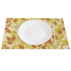 Aperturee - Aperturee Yellow Autumn Maple Leaves Art Set of 4 Placemats