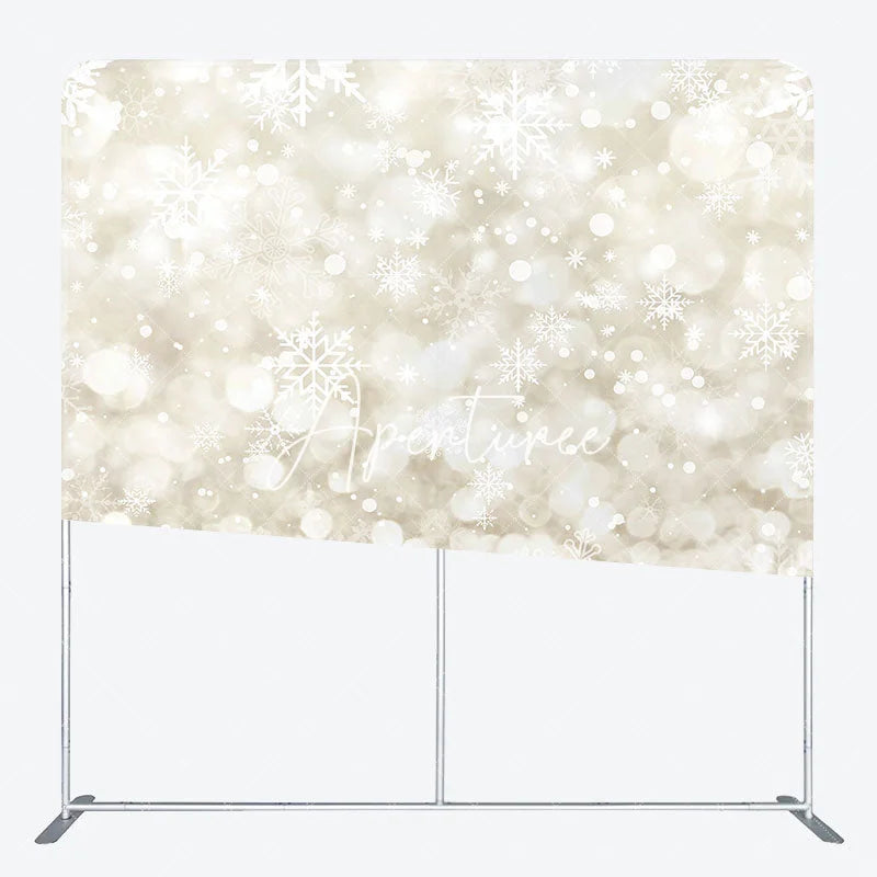 Aperturee - Aperturee Yellow Bokeh Snowflake Christmas Pillow Case Backdrop