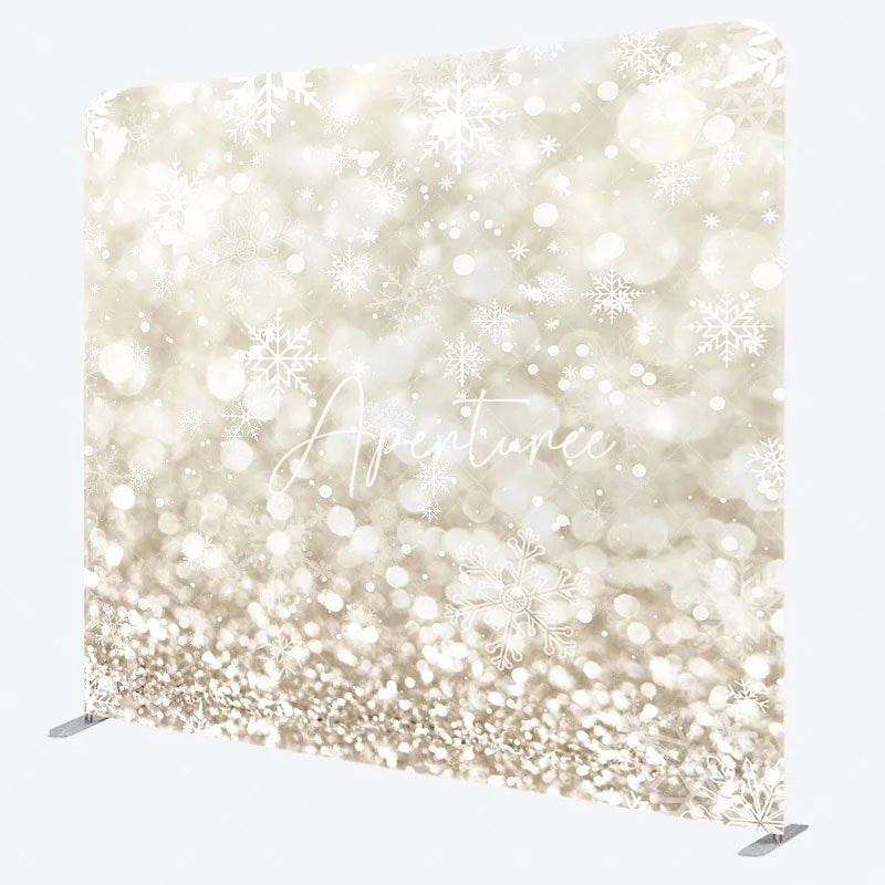 Aperturee - Aperturee Yellow Bokeh Snowflake Christmas Pillow Case Backdrop