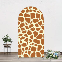 Aperturee - Aperturee Yellow Brown Leopard Print Happy Birthday Arch Backdrop