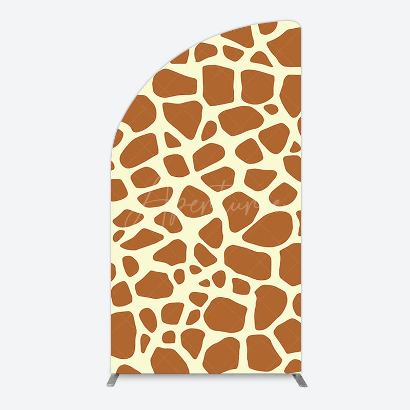 Aperturee - Aperturee Yellow Brown Leopard Print Happy Birthday Half Moon Arch Backdrop