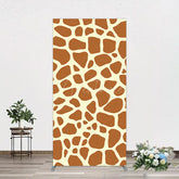 Aperturee - Aperturee Yellow Brown Leopard Print Happy Birthday Rectangle Backdrop