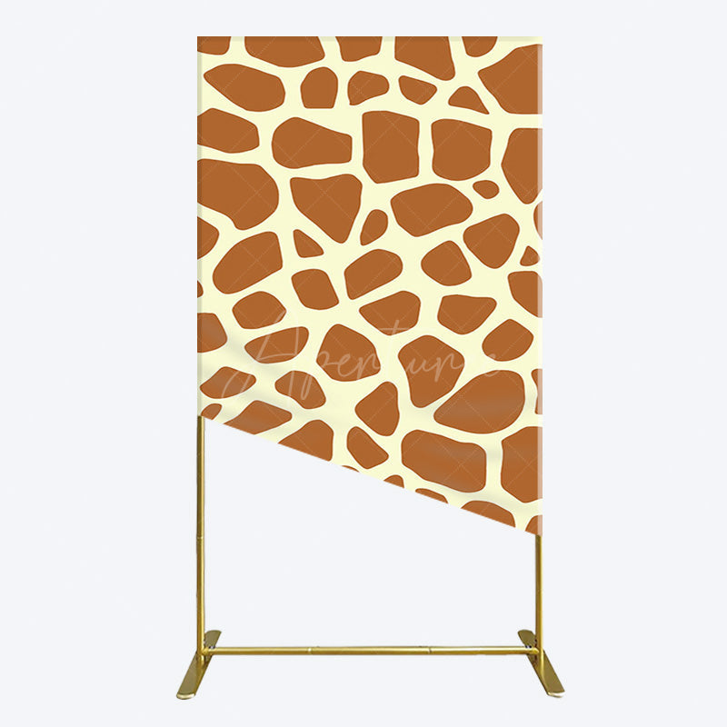 Aperturee - Aperturee Yellow Brown Leopard Print Happy Birthday Rectangle Backdrop