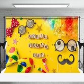 Aperturee - Aperturee Yellow Clown Bow Tie Glasses April Fools Day Backdrop