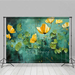 Aperturee - Aperturee Yellow Flower Fine Art Backdrop Teal Green Abstract Pond Oil Painting Style Background Artistic Photography