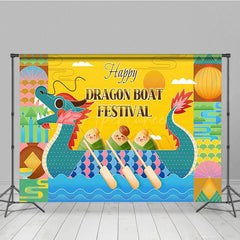 Aperturee - Aperturee Yellow Green Happy Dragon Boat Festival Backdrop