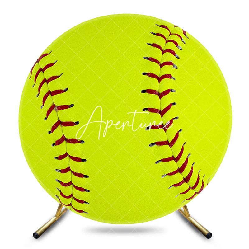 Aperturee - Aperturee Yellow-Green Tennis Softball Round Birthday Backdrop