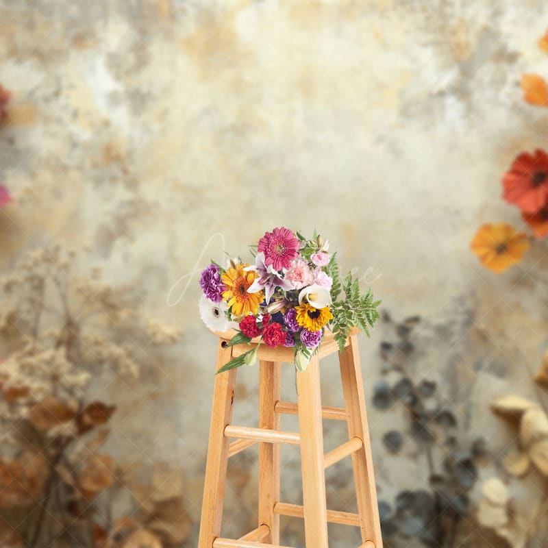 Aperturee - Aperturee Yellow Grey Retro Wall Dried Flower Photo Backdrop