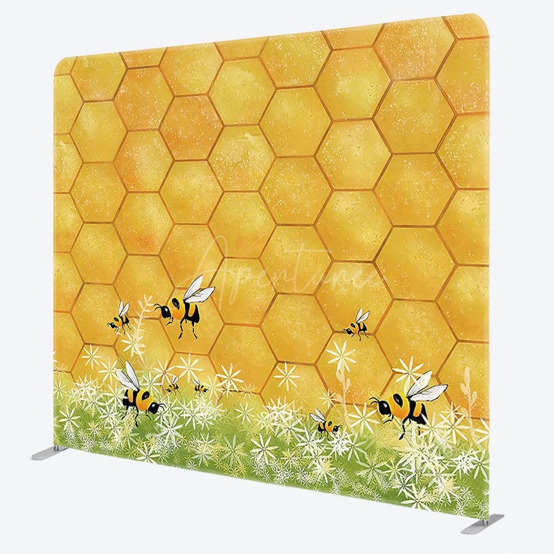 Aperturee - Aperturee Yellow Honeycomb Plant Birthday Pillow Cover Backdrop