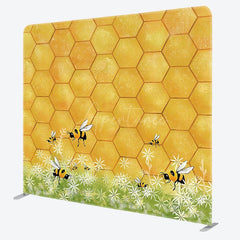 Aperturee - Aperturee Yellow Honeycomb Plant Birthday Pillow Cover Backdrop