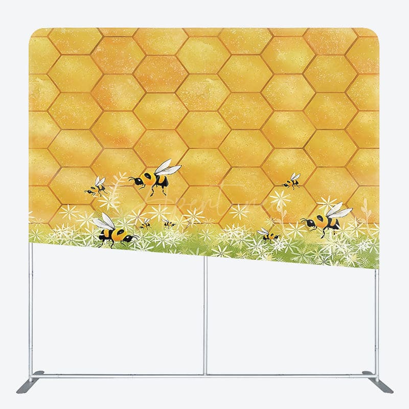 Aperturee - Aperturee Yellow Honeycomb Plant Birthday Pillow Cover Backdrop