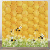 Aperturee - Aperturee Yellow Honeycomb Plant Birthday Pillow Cover Backdrop