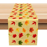 Aperturee - Aperturee Yellow Maple Leaves Autumn Table Runner Bright Fall Botanical Decor Modern Thanksgiving Kitchen Dining Linen