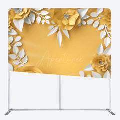 Aperturee - Aperturee Yellow Paper Floral Heart Fabric Party Backdrop