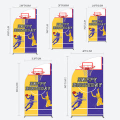 Aperturee - Aperturee Yellow Purple Basketball Field Birthday Half Moon Arch Backdrop