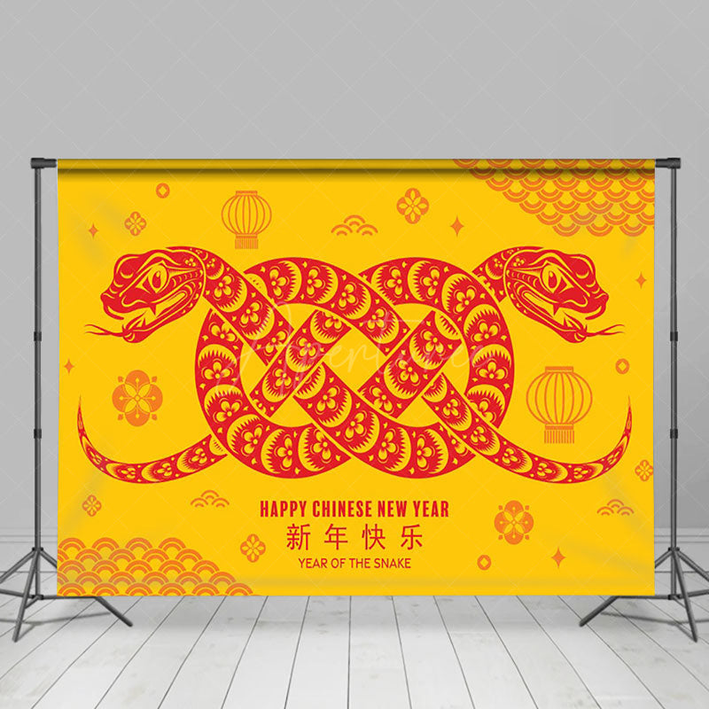 Aperturee - Aperturee Yellow Red Zodiac Snake Chinese New Year Backdrop