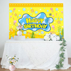 Aperturee - Aperturee Yellow Undersea Sponge Bubbles Birthday Backdrop