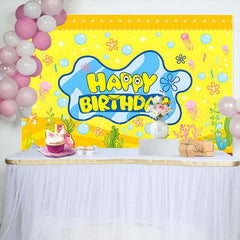 Aperturee - Aperturee Yellow Undersea Sponge Bubbles Birthday Backdrop