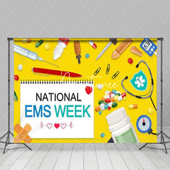 Aperturee - Aperturee Yellow White Calendar National EMS Week Backdrop