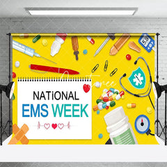 Aperturee - Aperturee Yellow White Calendar National EMS Week Backdrop