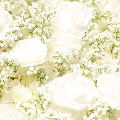 Aperturee - Aperturee Yellowish White Artificial Flower Wall For Wedding