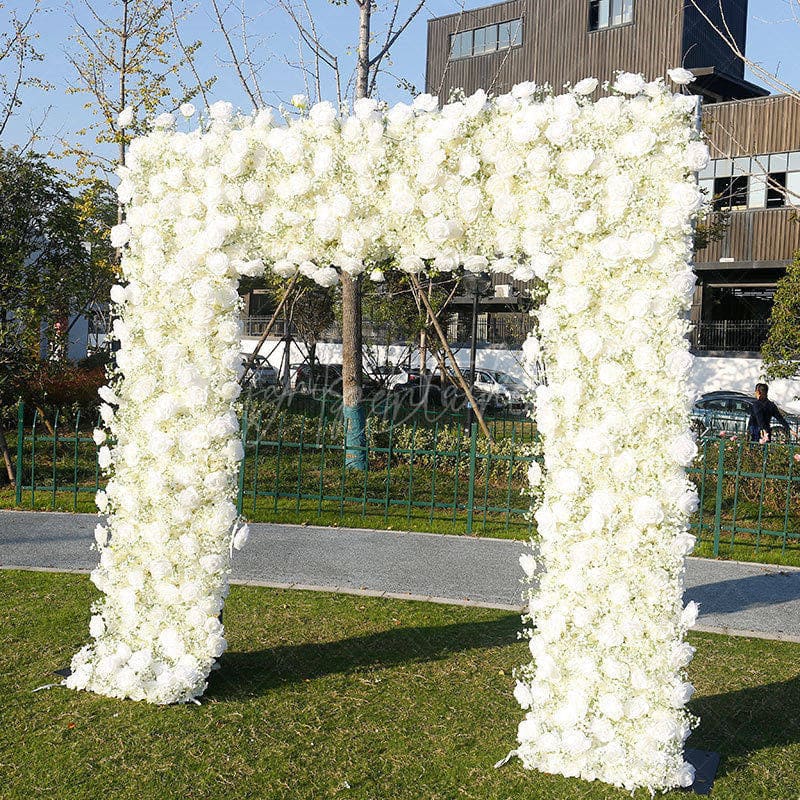 Aperturee - Aperturee Yellowish White Artificial Flower Wall For Wedding