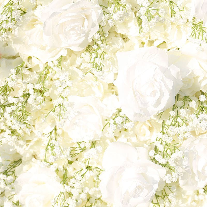 Aperturee - Aperturee Yellowish White Artificial Flower Wall For Wedding