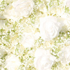 Aperturee - Aperturee Yellowish White Artificial Flower Wall For Wedding