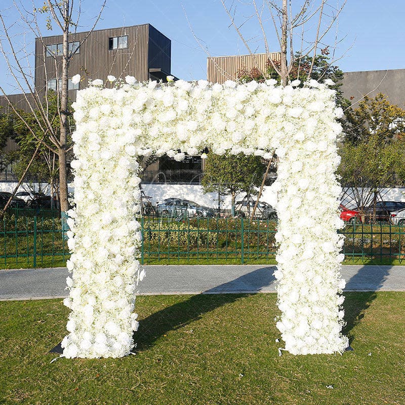 Aperturee - Aperturee Yellowish White Artificial Flower Wall For Wedding