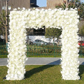 Aperturee - Aperturee Yellowish White Artificial Flower Wall For Wedding