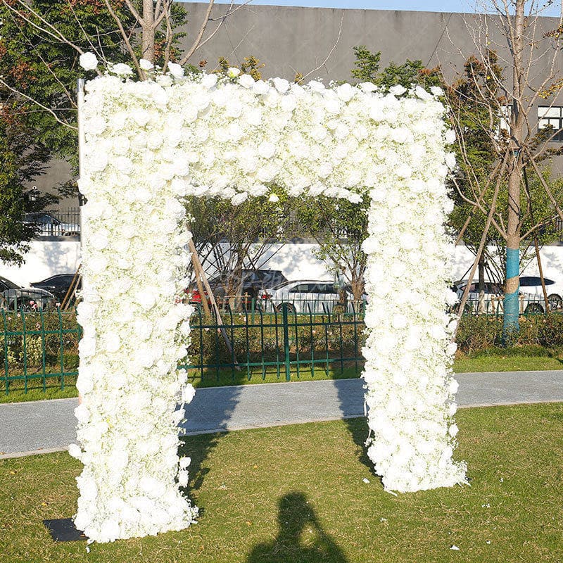 Aperturee - Aperturee Yellowish White Artificial Flower Wall For Wedding