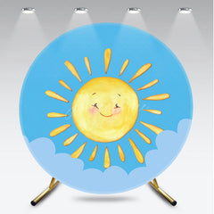Aperturee - Aperturee You Are My Sunshine First Birthday Round Backdrop Kit Cute Watercolor Sun Baby Shower Photo Booth Decor