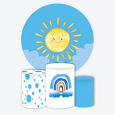 Aperturee - Aperturee You Are My Sunshine First Birthday Round Backdrop Kit Cute Watercolor Sun Baby Shower Photo Booth Decor