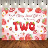 Aperturee - Aperturee You Are Two Sweet Strawberry Girl Birthday Backdrop