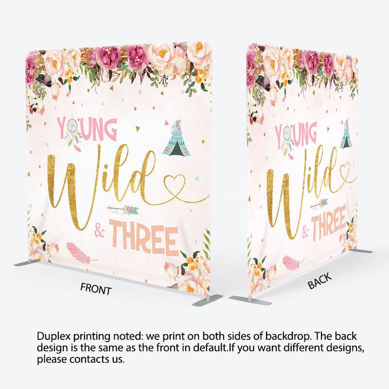 Aperturee - Aperturee Young Wild Three Fabric Backdrop Cover for Birthday