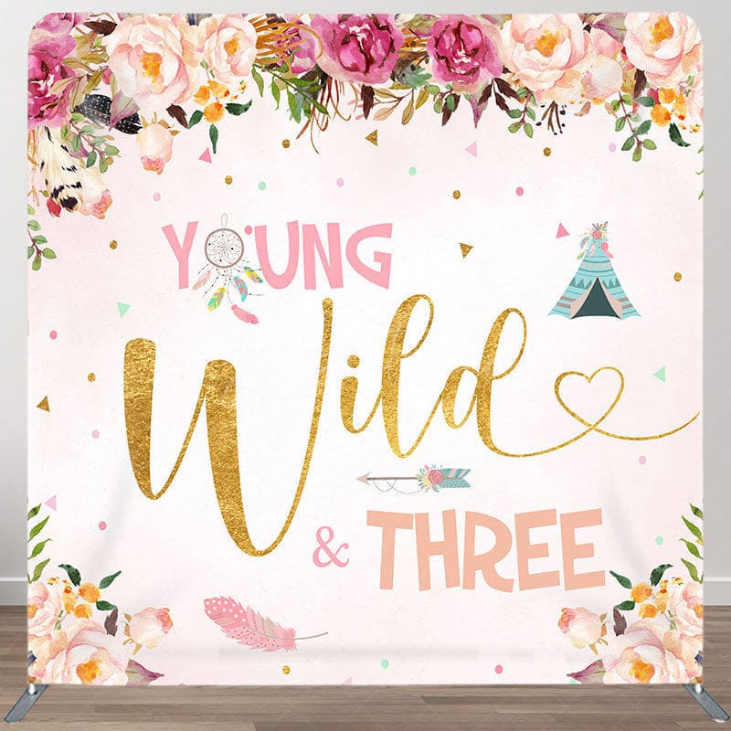 Aperturee - Aperturee Young Wild Three Fabric Backdrop Cover for Birthday