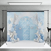 Aperturee - Aperturee Zodiac Cancer Birthday Backdrop Blue Sky with Silver Moon and Crab Cake Smash Background