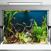 Aperturee - Aquarium Green Natural Seaweed Stones Fish Backdrop