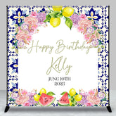 Aperturee - Arch Floral Fruits White Custom Birthday Backdrop
