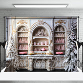 Aperturee - Arch White Cabinet Tree Dessert Christmas Backdrop