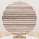 Aperturee - Artistic Wood Plank Simple Circle Birthday Backdrop