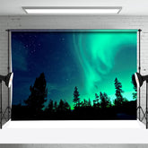 Aperturee - Aurora Light Star Night Black Forest Photo Backdrop