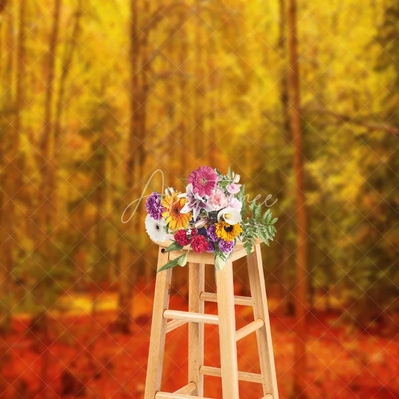 Aperturee - Autumn Golden Leaves Forest Photography Backdrop